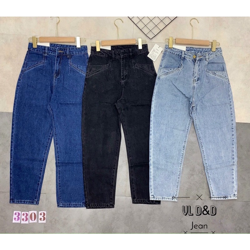 Quần bò baggy trơn 3 màu xanh đậm, xanh nhạt, đen khói. Size S M L
