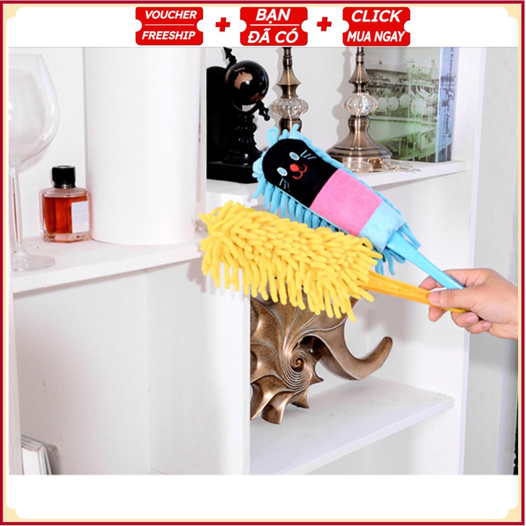 Chổi Phủi Bụi (DÀI 36CM) Sợi San Hô Siêu Thấm Hút - Quét Mạng Nhện Hình Thú Đáng Yêu D3