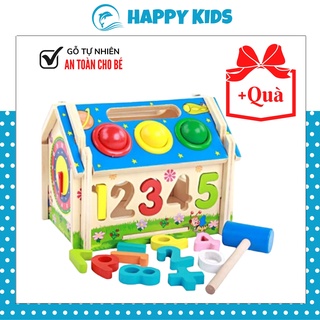 Đồ Chơi Gỗ Cho Bé Nhà Thả Số Đập Bóng Kèm Trò Chơi Bánh Răng Chuyển Động An Toàn cho trẻ 2 đến 6 tuổi HAPPY KIDS247