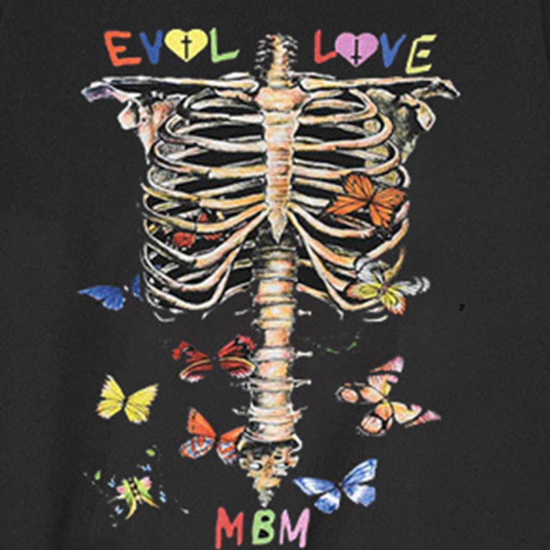 Brroa Áo Thun Tay Ngắn Oversize In Hình Bộ Xương Ngực Nhiều Màu Sắc Phong Cách Gothic Punk Harajuku Cho Nữ