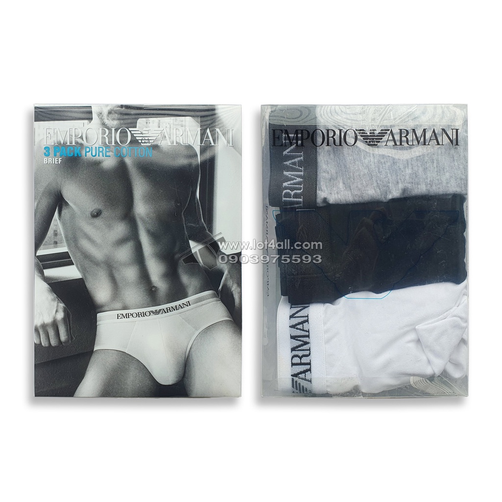AUT.] Quần lót nam Emporio Armani Pure Cotton Brief 3-pack White/Black/Grey  Heather | Shopee Việt Nam