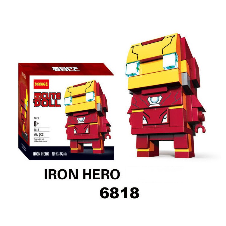 DECOOL 6815-6822 Brick Headz các siêu anh hùng - Đồ chơi Lắp ghép Mini Minifigures Batman Iron Man BrickHeadz
