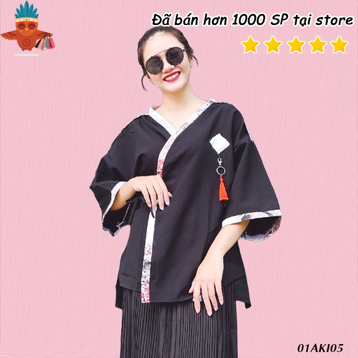 Áo kimono Nhật Bản họa tiết phối gấm tay lỡ THOCA HOUSE cách tân hiện đại, phối mọi trang phục, check in cực cá tính