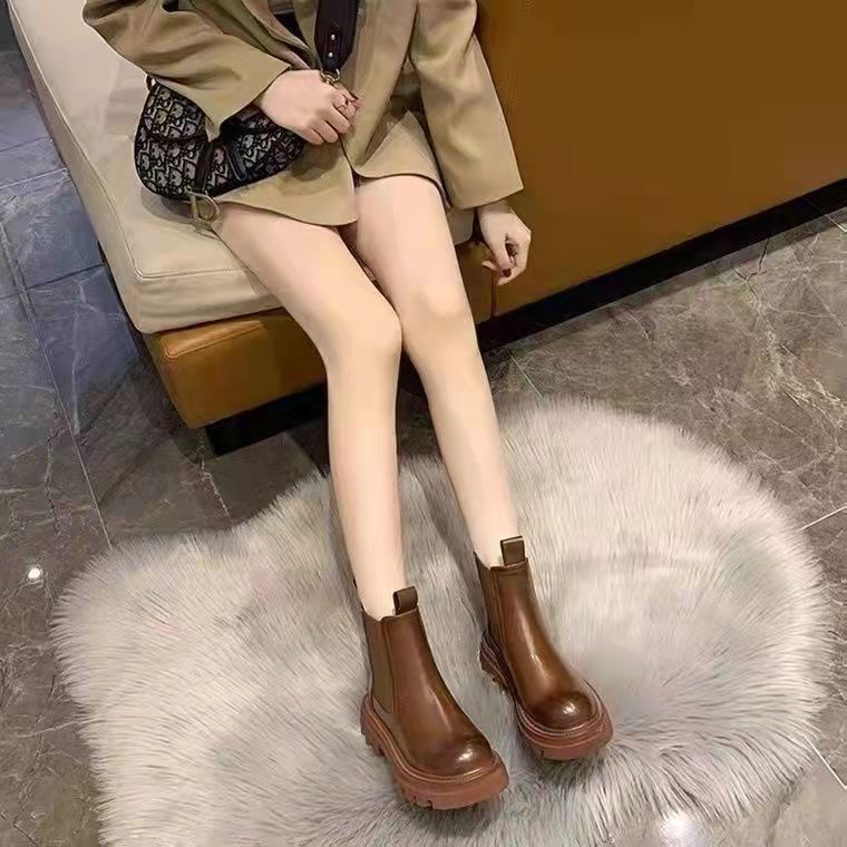 Giày Bốt Martin Cổ Thấp Lót Lông Cừu Phong Cách Anh Quốc Thời Trang Xuân Thu Cho Nữ