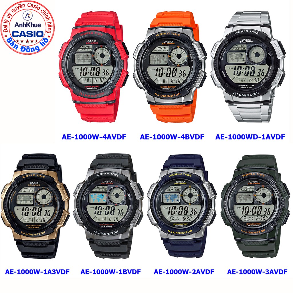 Đồng hồ nam Casio AE-1000 AE-1000W-1A3 AE-1000W-1B AE-1000W-2A AE-1000W-3A AE-1000W-4 AE-1000WD