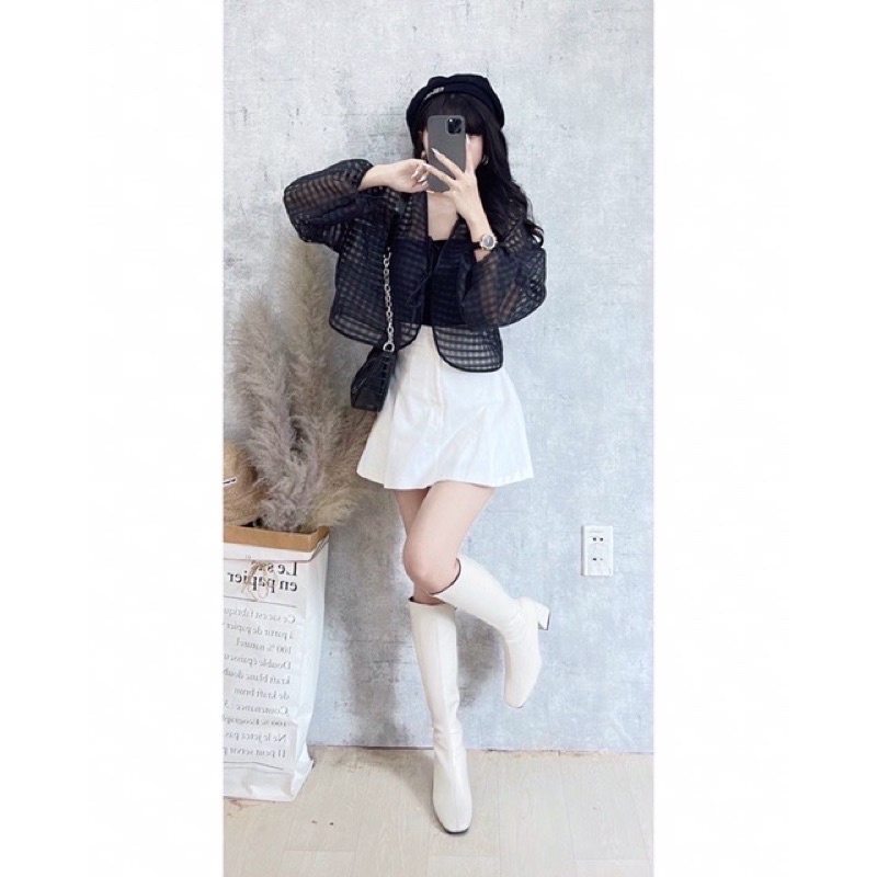 Áo lưới xinh ulzzang tay dài kèm bara siêu dày dặn