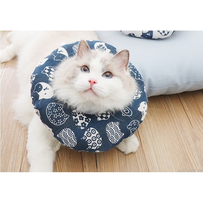 Vòng Loa Chống Liếm Vải Bông Cho Mèo Siêu Đáng Yêu