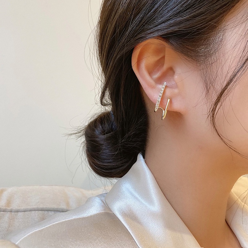 Khuyên tai hình chữ u màu vàng kiểu dáng mới phong cách Hàn Quốc