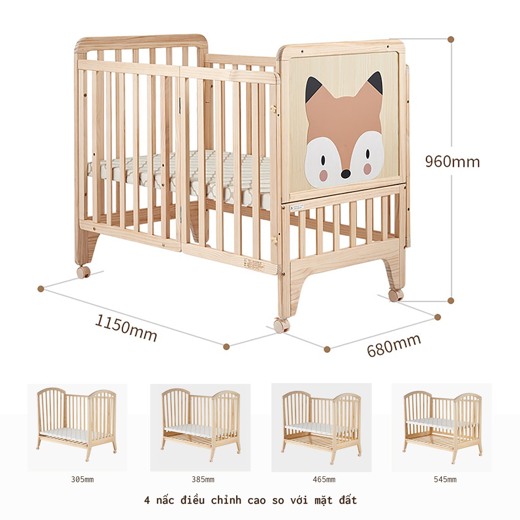 (CŨI BABY FOX BEST SELLER) Cũi gỗ đa năng sử dụng cho bé đến 8 tuổi siêu tiện dụng.