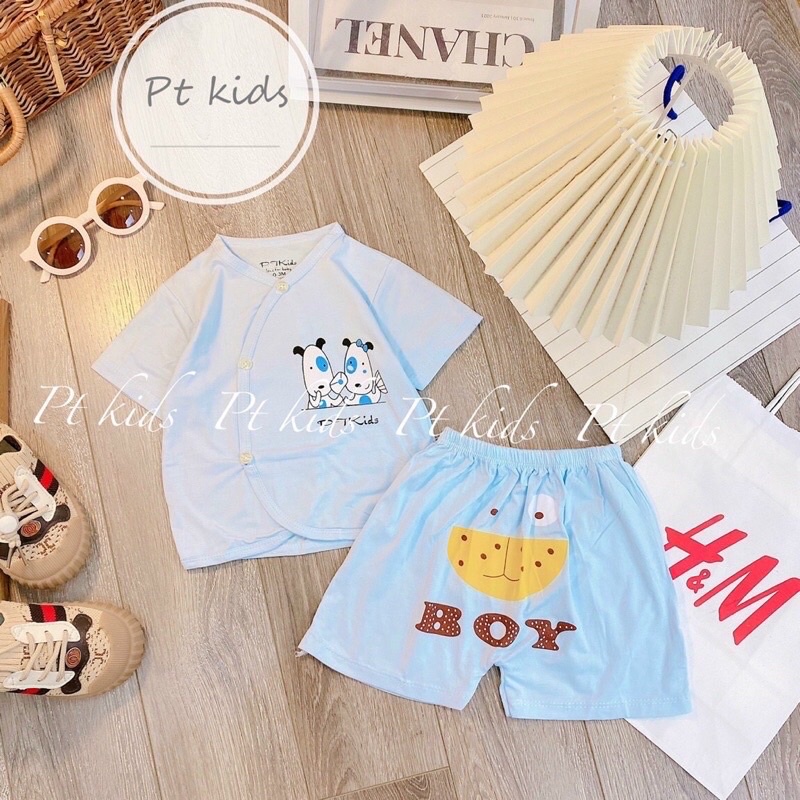 BỘ QUẦN ÁO SƠ SINH CÀI CHÉO TAY NGẮN SIÊU MỀM MẠI