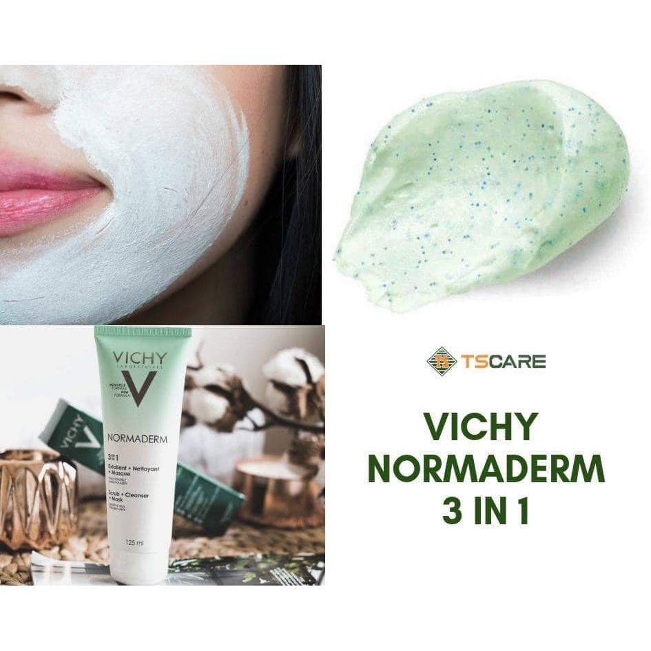 [SĂN SALE CÓ SẴN] VICHY NORMADERM 3IN1 - 3 công dụng trong 1 tuýp kem: TẨY TẾ BÀO CHẾT- SỮA RỬA MẶT- MẶT NẠ 125ml