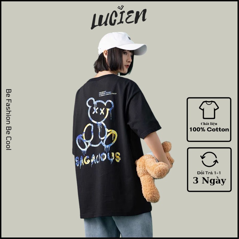 Áo phông unisex form rộng Sagacious chất liệu cotton cho nam nữ, Áo thun tay lỡ phong cách Ulzzang Lucien Official | BigBuy360 - bigbuy360.vn