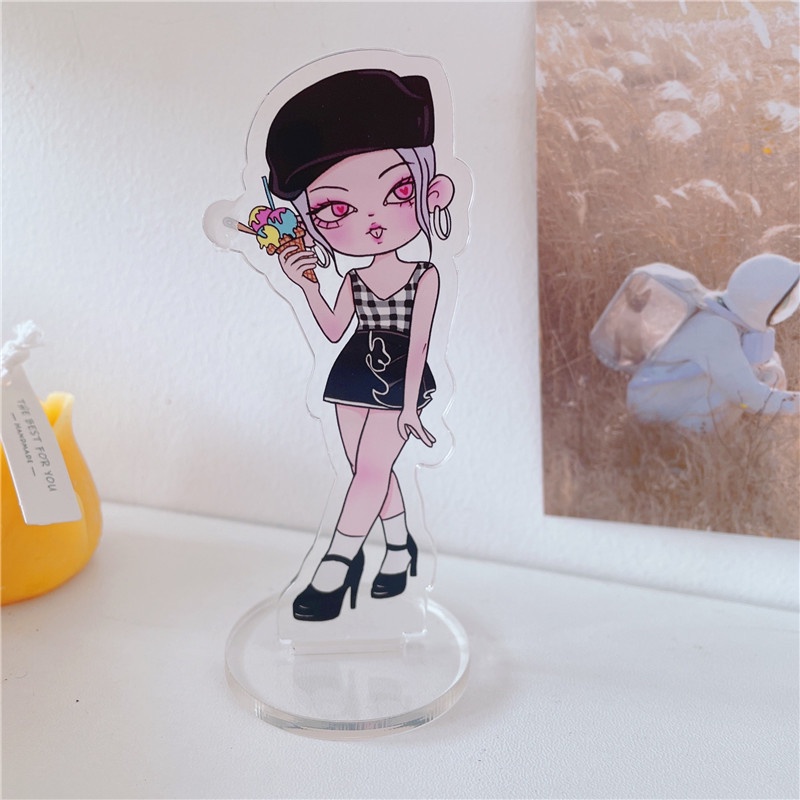 Quạt Đứng Để Bàn Bằng Acrylic Hình Lisa Rose Jisoo Nhóm Nhạc BLACKPINK