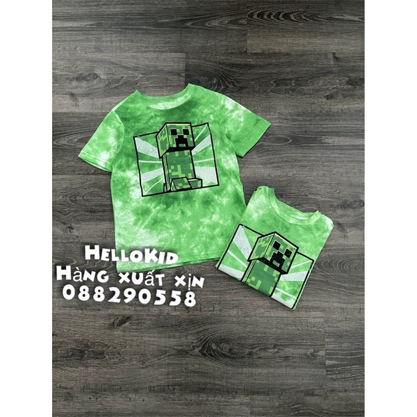 A381 - Áo thun loang xanh MineCraft bé trai