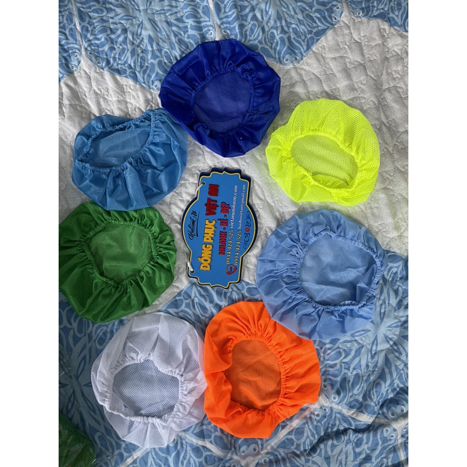 Nón vải lưới tròn trùm tóc công nhân thủy sản, thực phẩm - Mũ trùm tóc y tế, bảo hộ 7 màu.