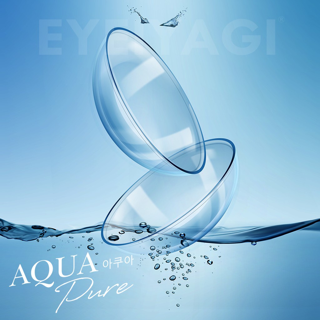 [1 CHIẾC] EYEIYAGI AQUA PURE Trong suốt cận 12H - kính áp tròng Y KHOA THỜI TRANG CAO CẤP chính hãng