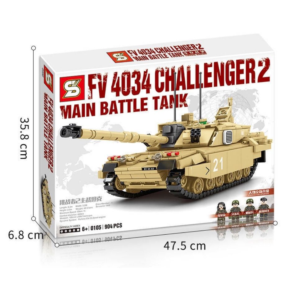 Đồ chơi Lắp ráp Mô hình xe tăng WW2 Army Tank Military MBT M1A2 Abrams FV 4034 Challenger-2 Cannon Chariot Sets