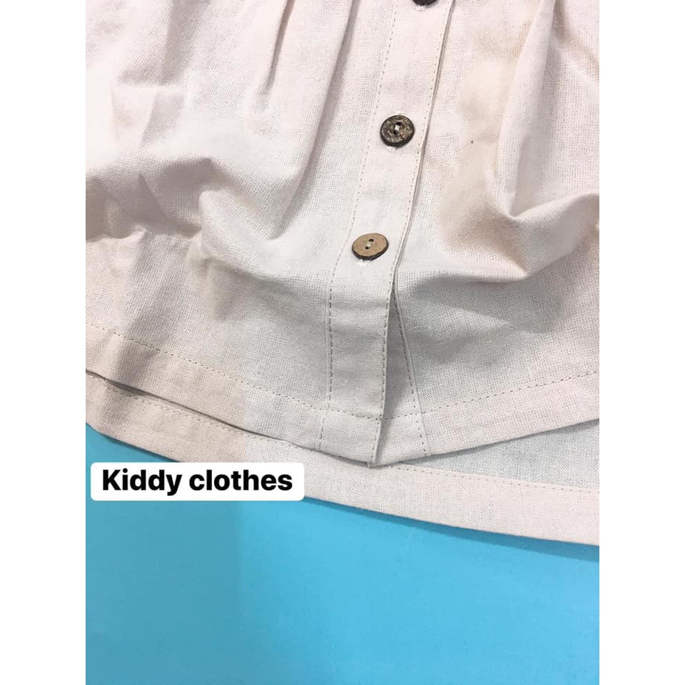 Bộ vintage chất linen sát nách bé gái