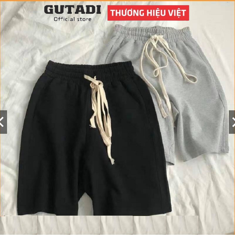 Quần Short Unisex Nam Nữ Dáng Lửng Trơn Chất Nỉ Cao Cấp Có Túi GUTADI