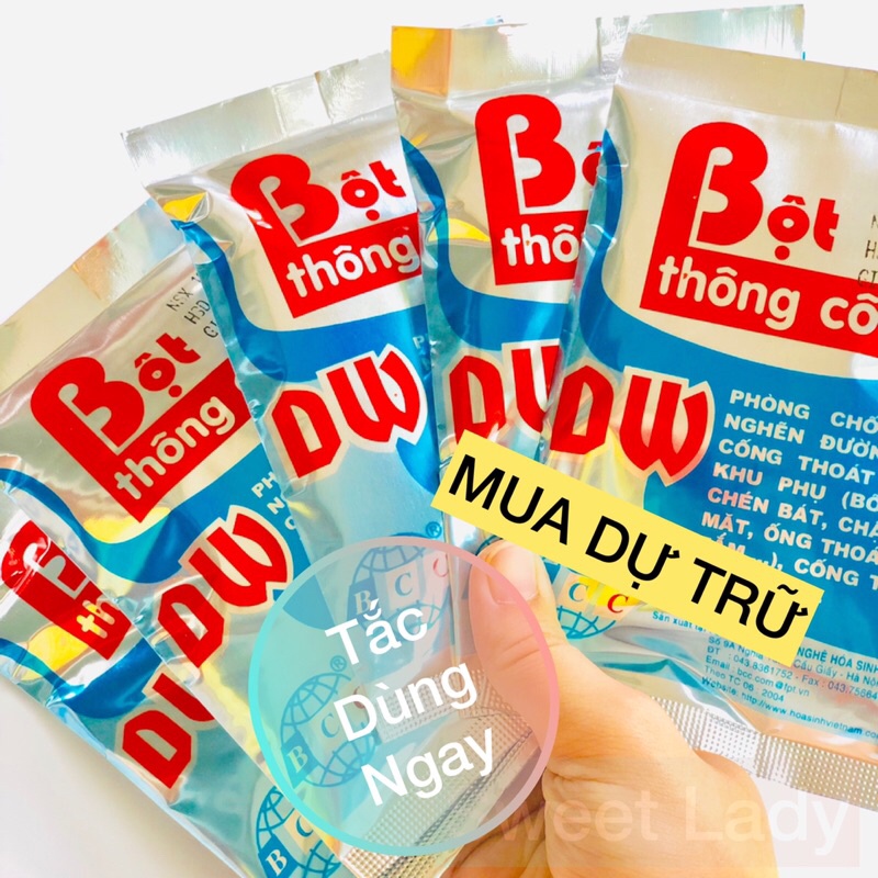 Bột Thông Tắc Cống Bồn Cầu CỰC MẠNH, Bồn Rửa Bát, Bồn Rửa Mặt, Đường Ống SIÊU TỐC Chính Hãng Công Ty DW