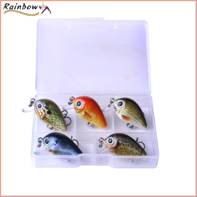 Set 5 Mồi Giả Nhử Cá Mini 2.7CM 1.5g Bằng Nhựa Kèm Hộp Đựng