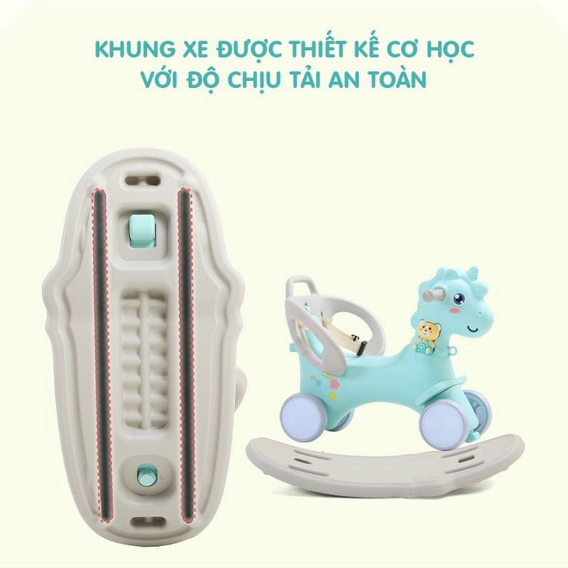 Ngựa bập bênh Holla 3in1 chòi châm, xe đẩy