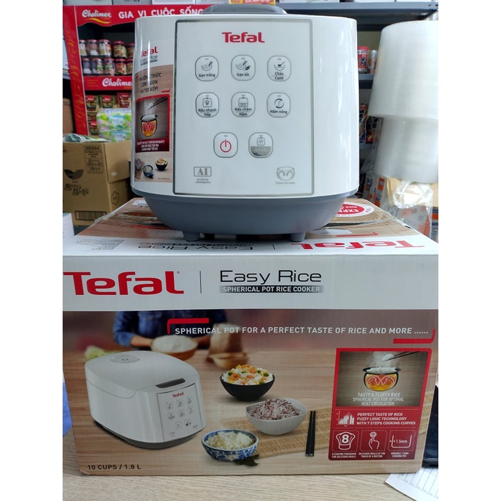 Nồi cơm điện tử Tefal RK733168 lòng nồi niêu vân đá cao cấp, dung tích 1.8L- 750W- hàng chính hãng bảo hành 24 tháng