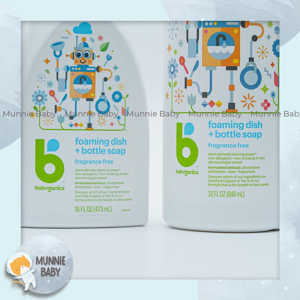 Nước rửa bình sữa Babyganics dạng bọt Chai có vòi dung tích 473ml