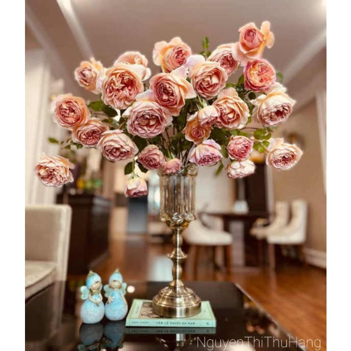 Lọ hoa thủy tinh cao cấp, chân đế đồng .Lọ hoa h.O.a Decor