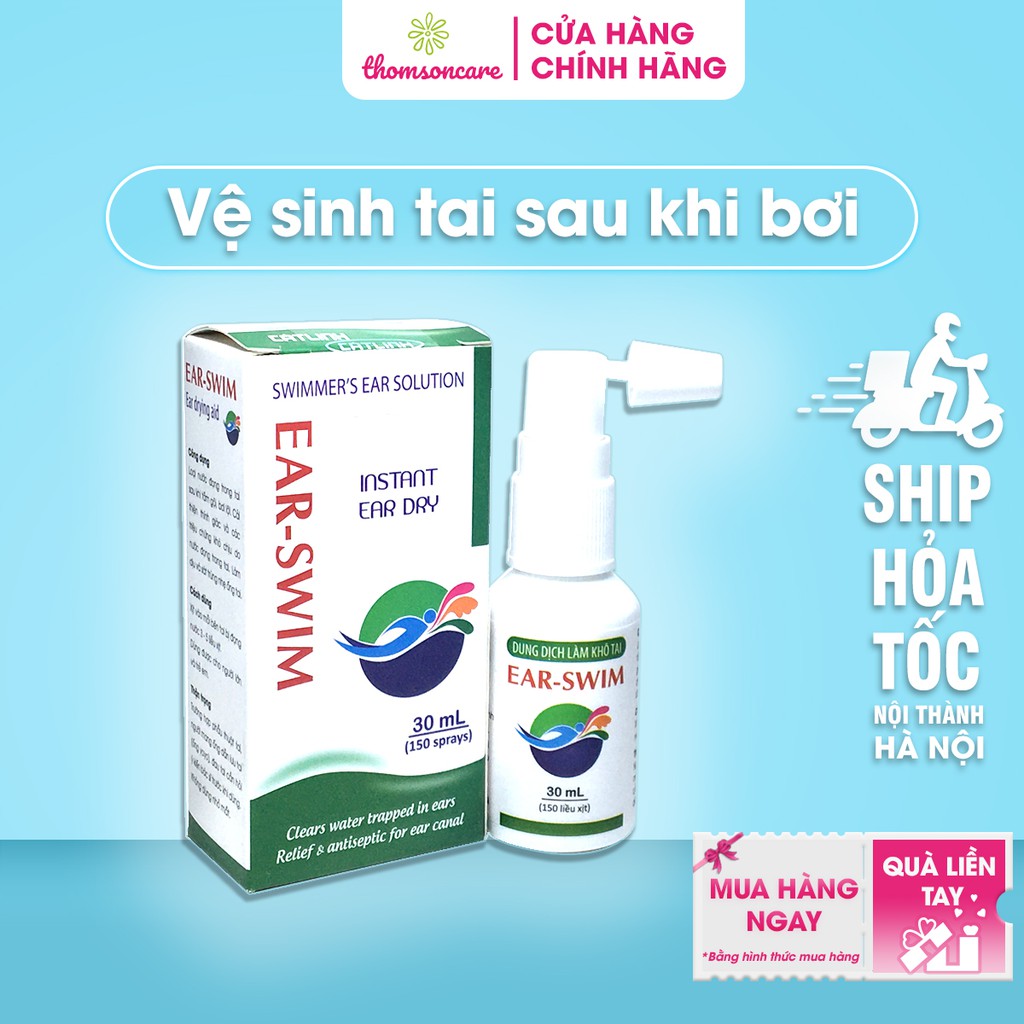 Dung dịch làm khô tai EAR - SWIM - Làm dịu và sát trùng ống tai - Bình xịt 30ml