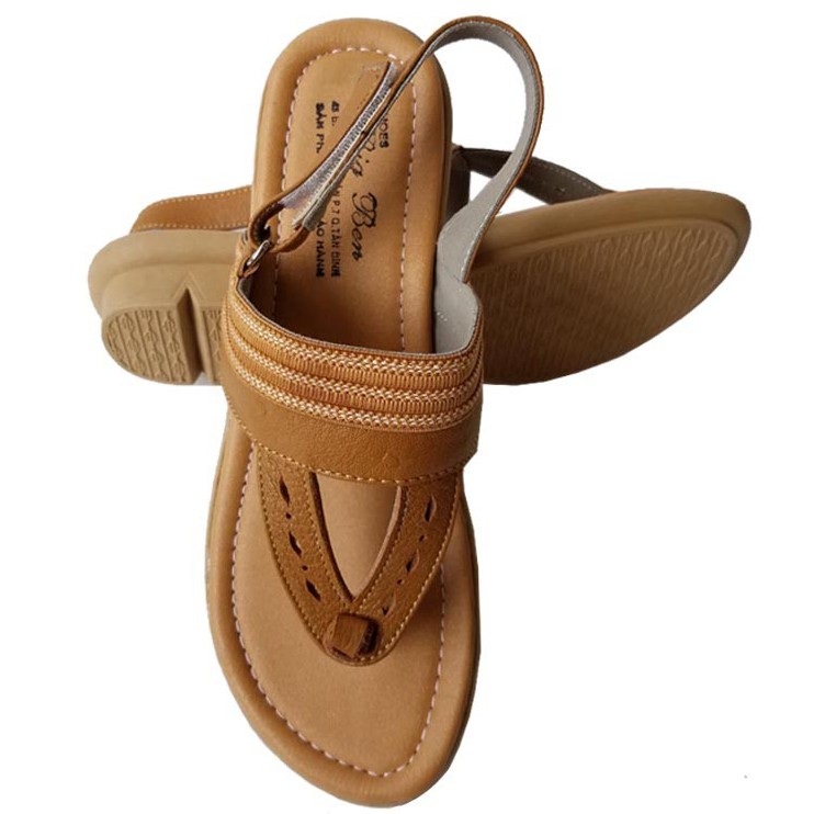 Giày sandal nữ quai kẹp da bò thật BIGBEN cao cấp SDĐ57