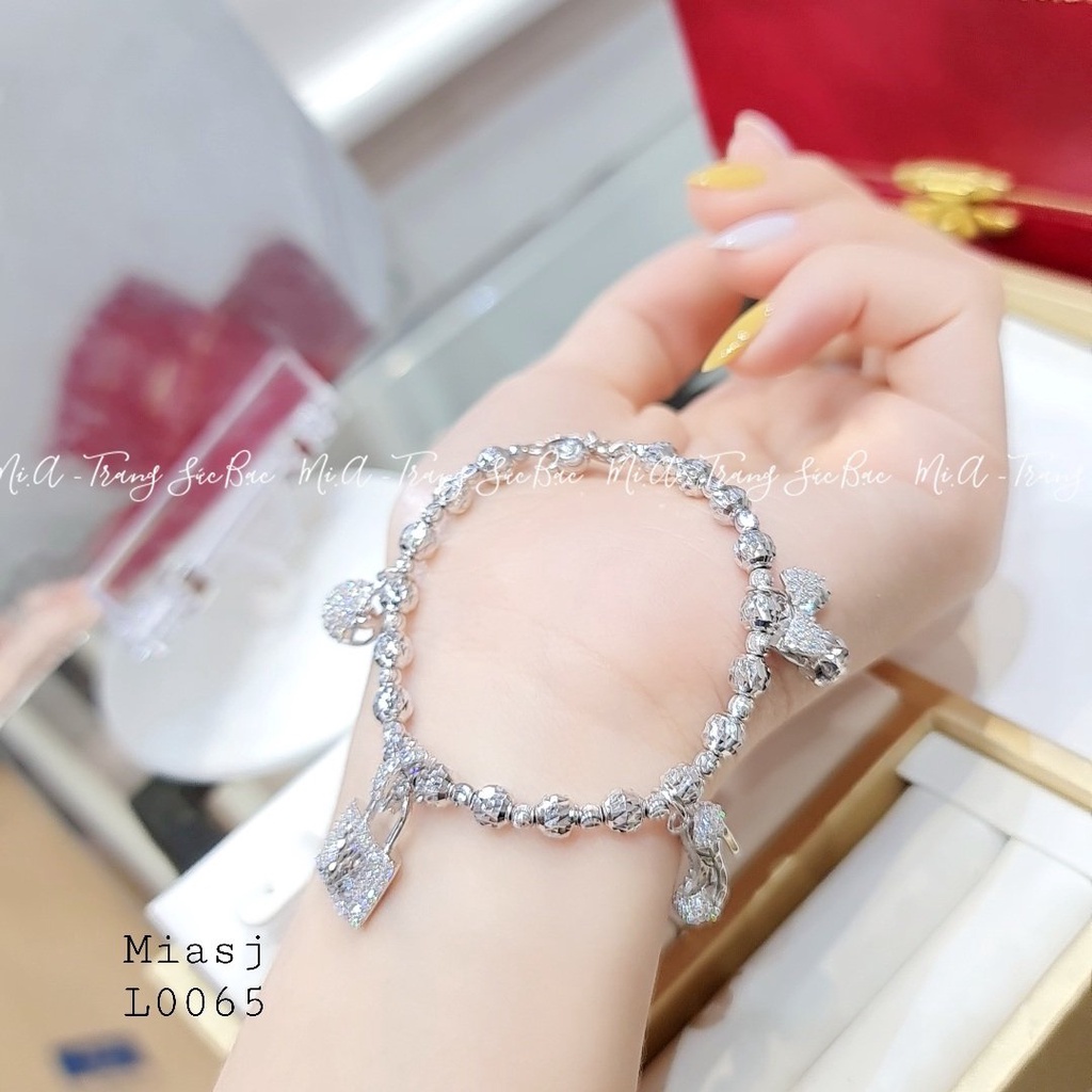 Lắc tay lắc bi nữ Bạc Ý S950 MiASJ kèm phụ kiện charm dễ thương L0065