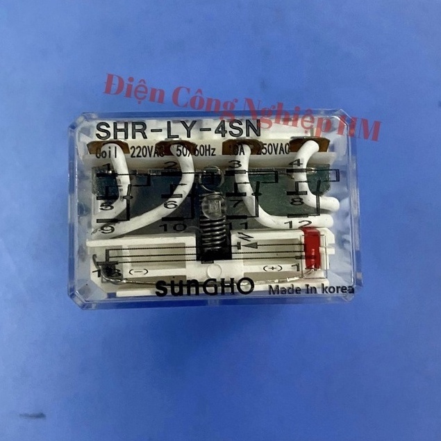 Relay Rơ le trung gian SUNGHO SHR-LY4SN - Chính Hãng 14 chân dẹt ngang to, có đèn