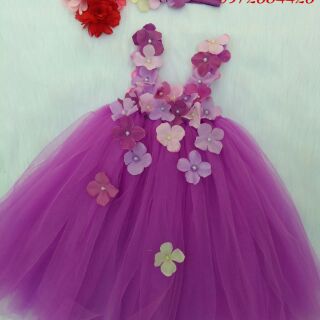 Combo 2 đầm tutu tím + đỏ