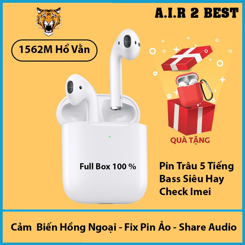 Tai nghe Bluetooth Airpod 2 Hổ Vằn Louda 1562M không dây 2021,pin cực trâu,mic đàm thoại sắc nét,định vị,đổi tên full | BigBuy360 - bigbuy360.vn