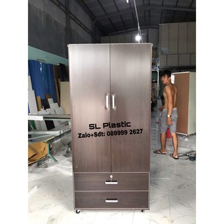 Tủ nhựa đài loan 2 cánh trên treo dưới 2 ngăn freeship