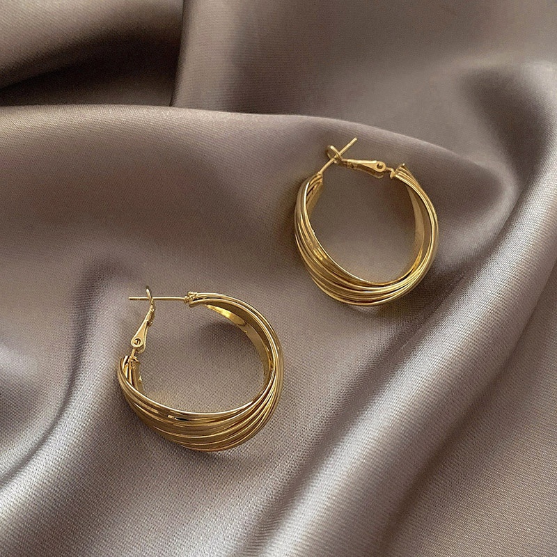 Bông tai hình tròn xi mạ bạc thời trang 2023