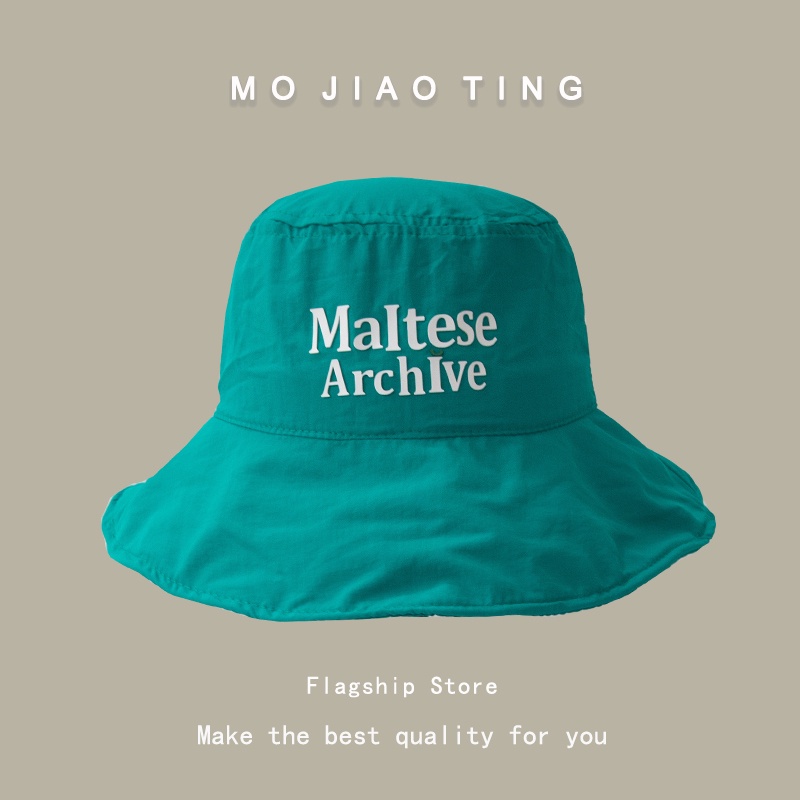 Mũ bucket mỏng rộng vành nhanh khô họa tiết chữ cái phong cách Nhật Bản thời trang mùa hè cho nữ