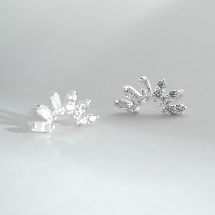 Bông Tai Nữ Bạc 925 BLING IT Họa Tiết Cánh Hoa Lấp Lánh - BIBT454