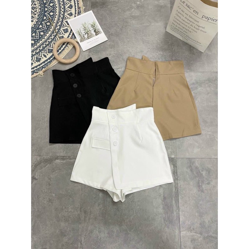 quần giả váy vạt lệch cạp cao