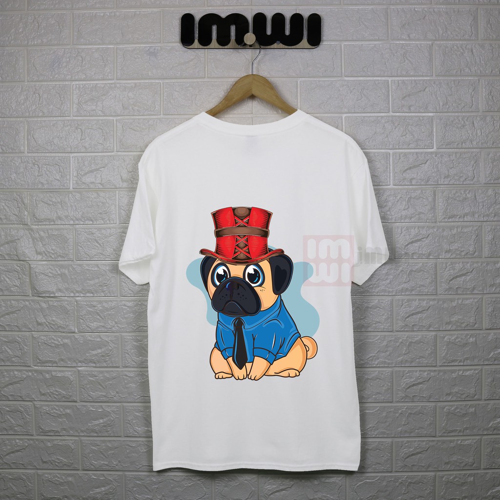 Áo thun cổ tròn TS2106343 in họa tiết Chó PUG vải Cotton 100% - Co giãn 4 chiều - Hàng cao cấp