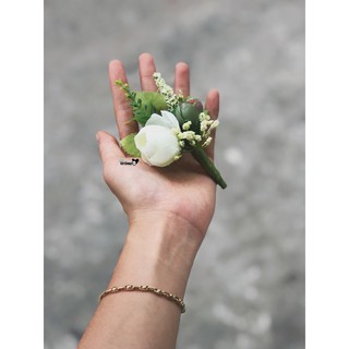 Cài áo chú rể - tone trắng