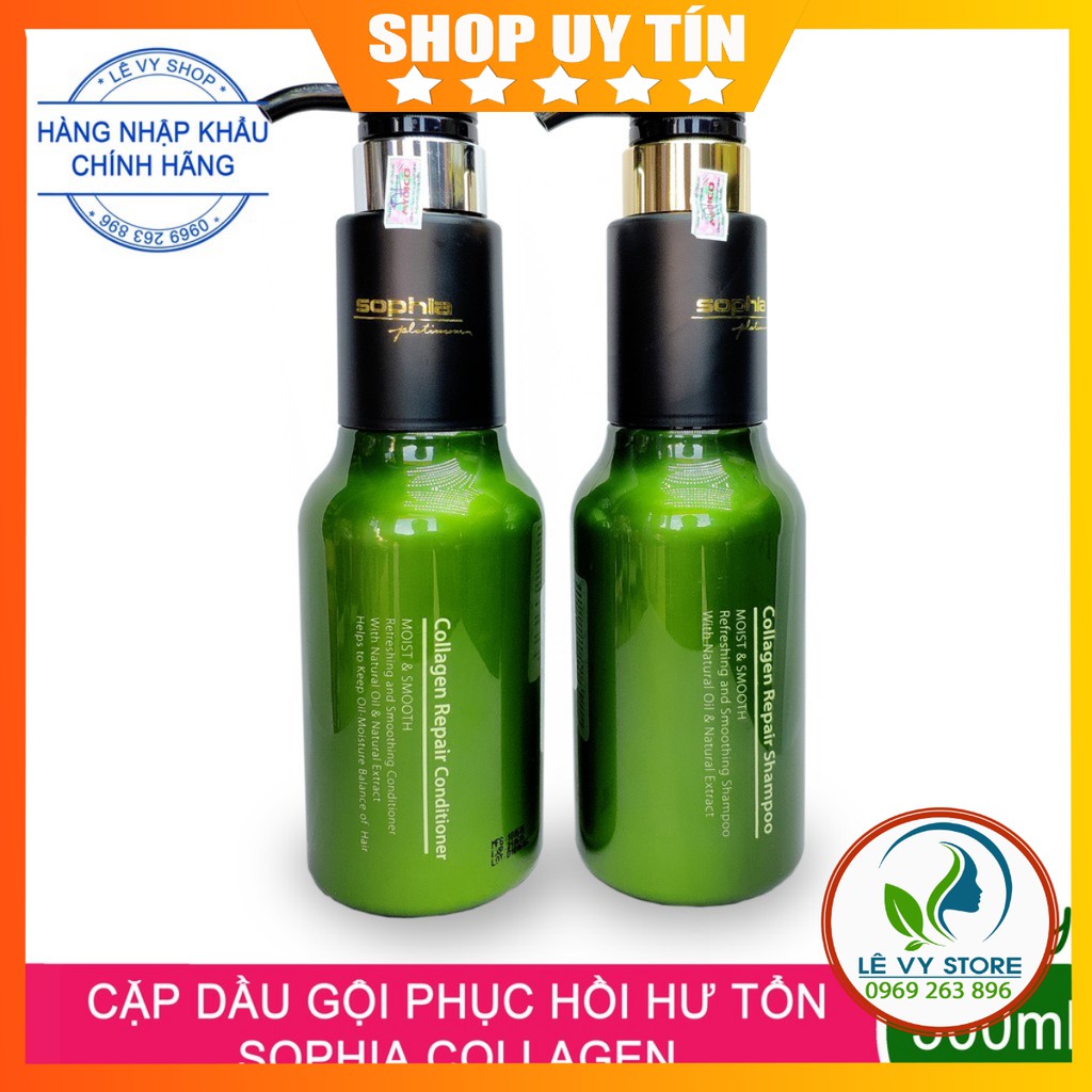 Cặp Dầu Gội Xả Phục Hồi Tóc SOPHIA PLATIUM COLLAGEN 500ml