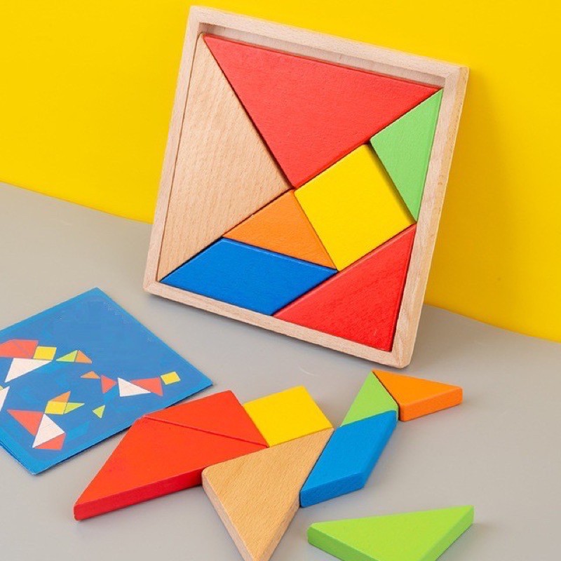 đồ chơi ghép hình gỗ trí tuệ tangram 7 miếg KT12*12 cho bé