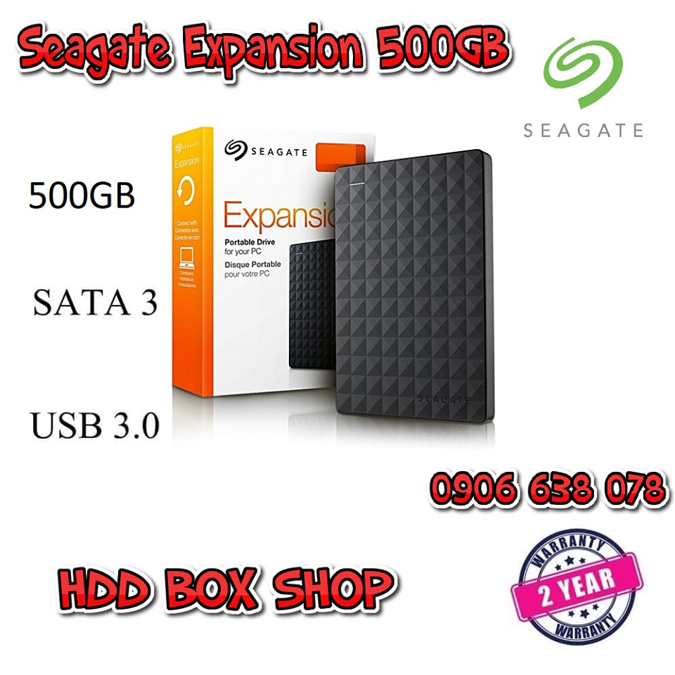 Ổ Cứng Di Động 500GB  3.0 Seagate Expansion 2.5 Kèm bộ đôi đầu chuyển OTG MICRO USB-TYPE C -Bảo hành 24 tháng 1 đổi 1