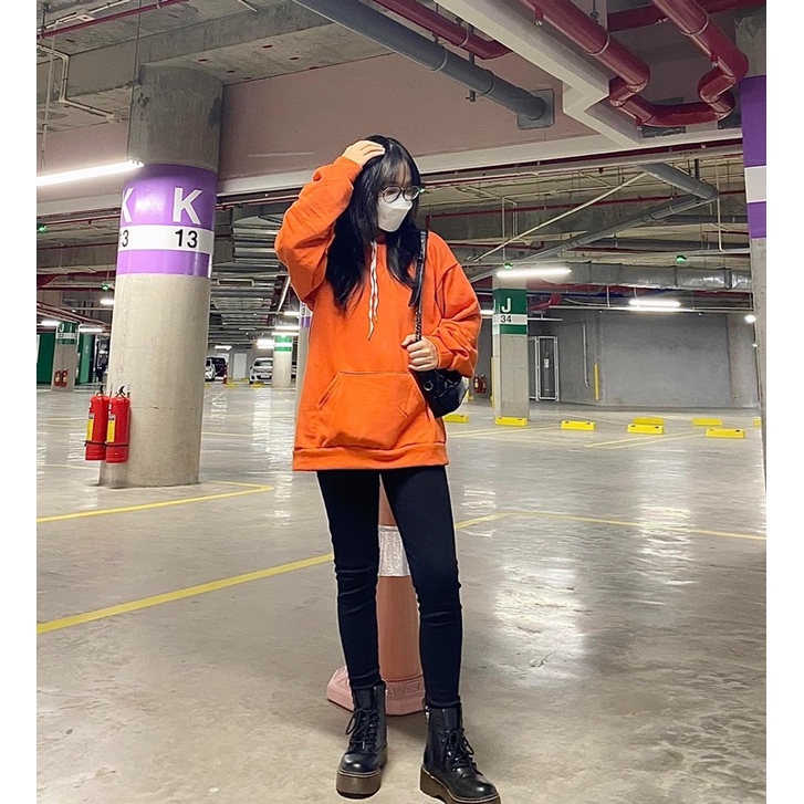 Set đồ nữ  Set áo hoodie màu cam quần legging dáng rộng unisex dành cho nữ mùa thu đông ấm áp PHULA ulzzang