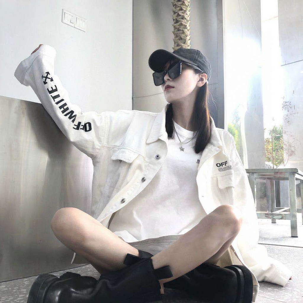 [Babe I'm Real] Áo Denim Jackets Off White  FW21  ( Full Tag, mac,... )