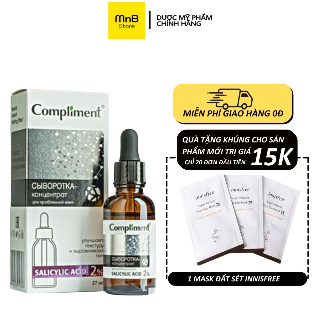 Serum Compliment 2% BHA làm sạch sâu giảm mụn se lỗ chân lông kiềm dầu 27ml