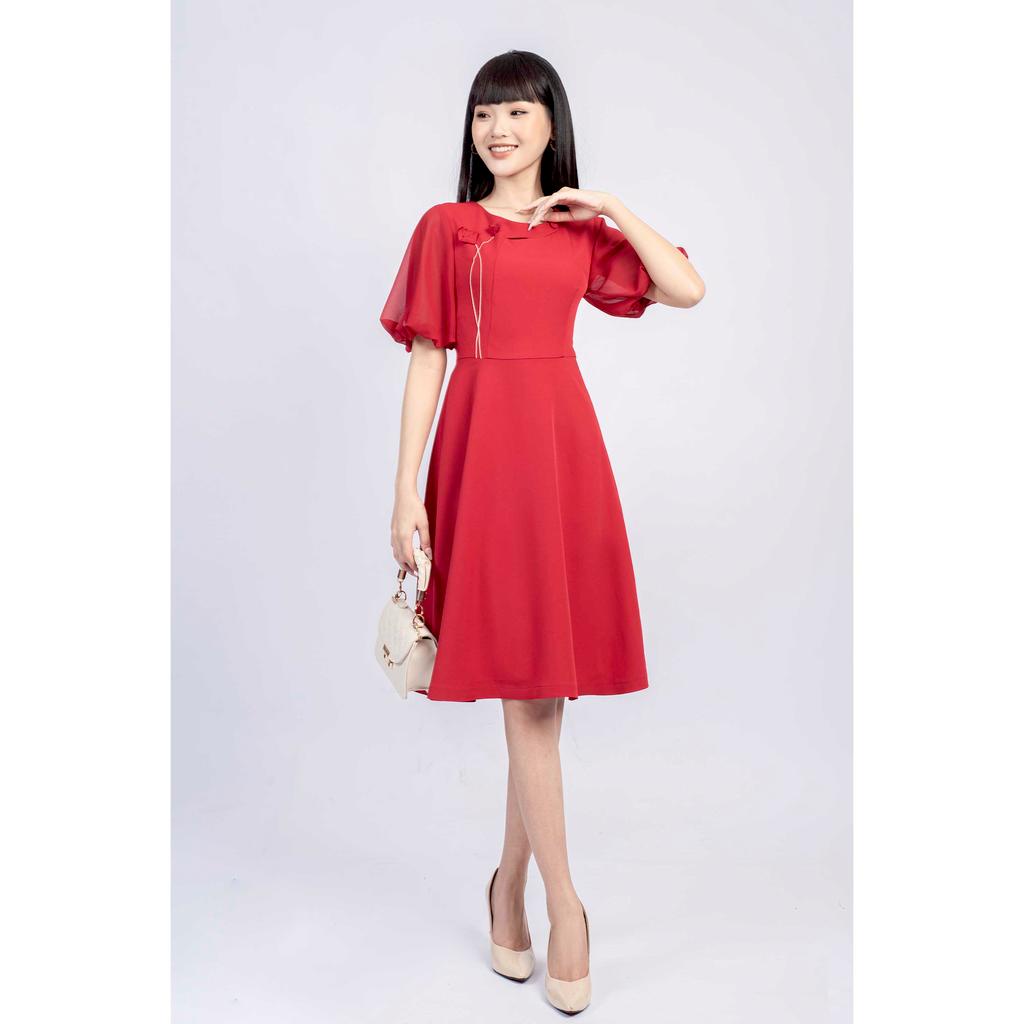 Đầm dáng xòe, tay bồng, khoét ngực MMOutfit M-DA000521238