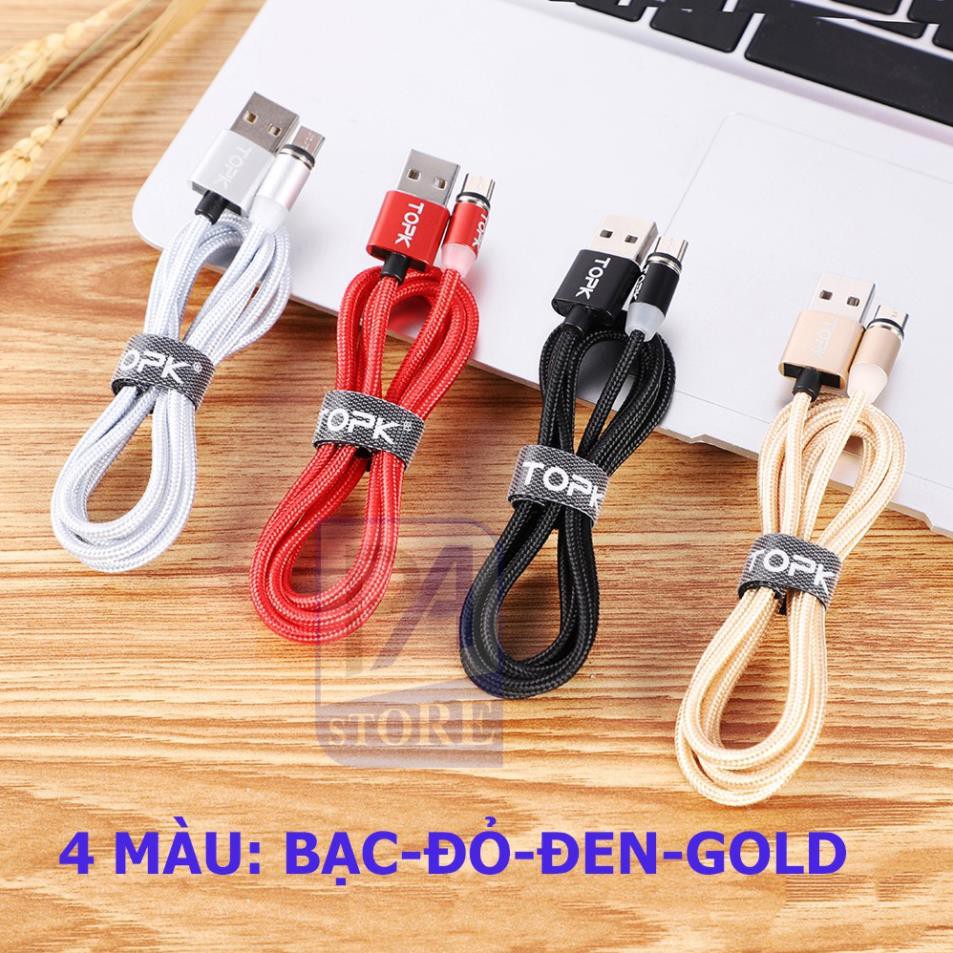 [HOÀN XU] Cáp Sạc Nam châm TOPK Siêu Phong Cách, Dài 1 mét, Đầu Thẳng (Iphone Lightning, Micro USB, USB Type C)